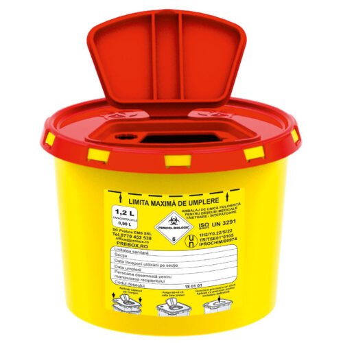 recipient pvc 1.2 l deșeuri medicale intepatoare tăietoare