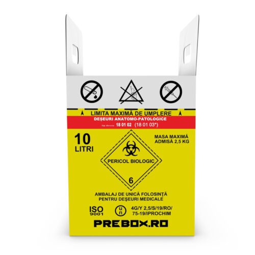 cutie carton 10 l cu sac – colectare deșeuri medicale anatomopatologice