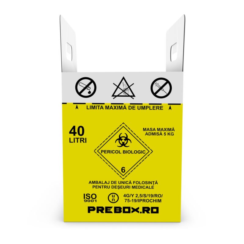 cutie carton 20 l cu sac – colectare deșeuri medicale infectioase