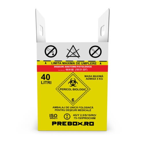 cutie carton 40 l cu sac – colectare deșeuri medicale anatomopatologice