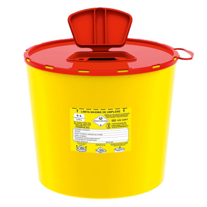 recipient pvc 5 l – deșeuri medicale intepatoare – tăietoare