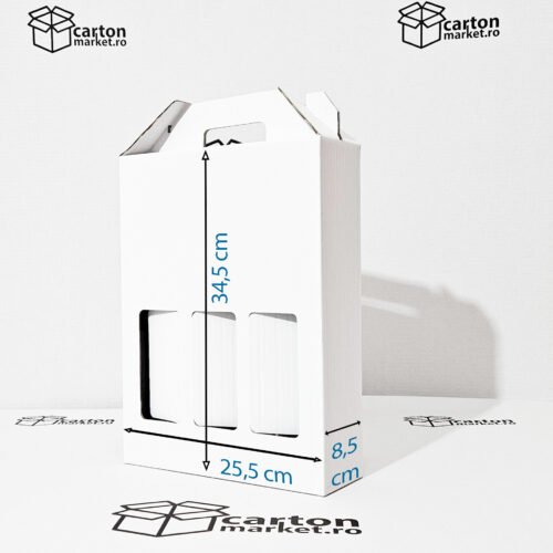 cutie 3 sticle vin, carton tip co3, 345 x 170 x 85 / ondula e, culoare carton:alb lucios