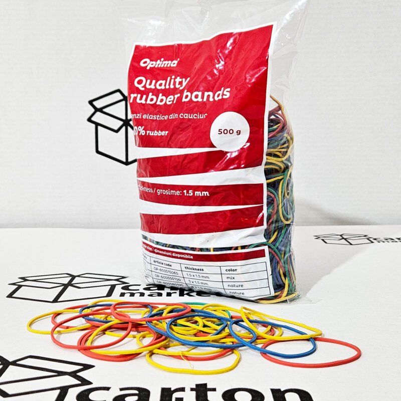 elastice pentru bani, 500gr/punga, 8mm x 1.5mm, optima natural