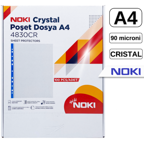 file protectie cristal, 90 microni, 100 buc/set, a4, noki