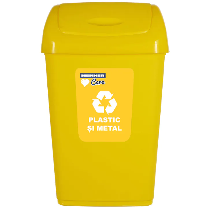 cos de gunoi cu capac batant , reciclare eco, galben, 35l