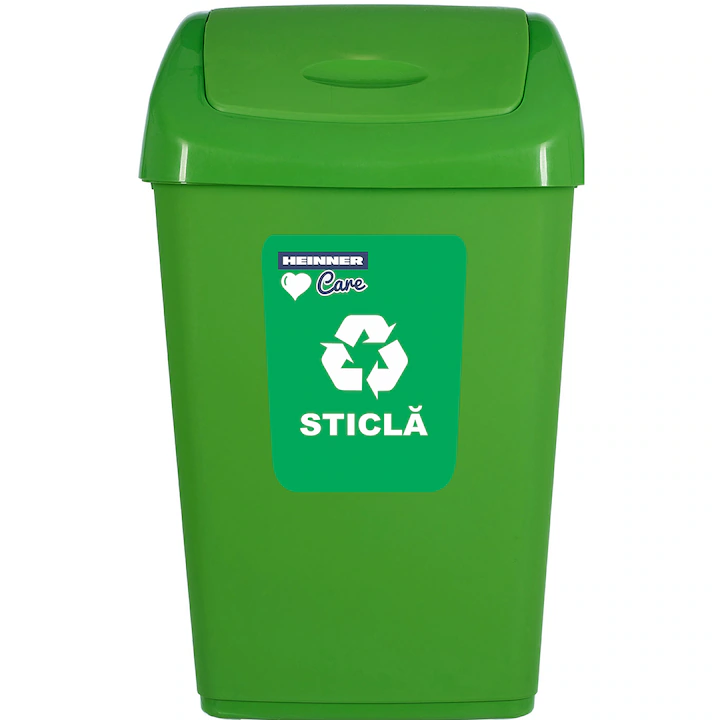 cos de gunoi cu capac batant , reciclare eco, verde, 35l