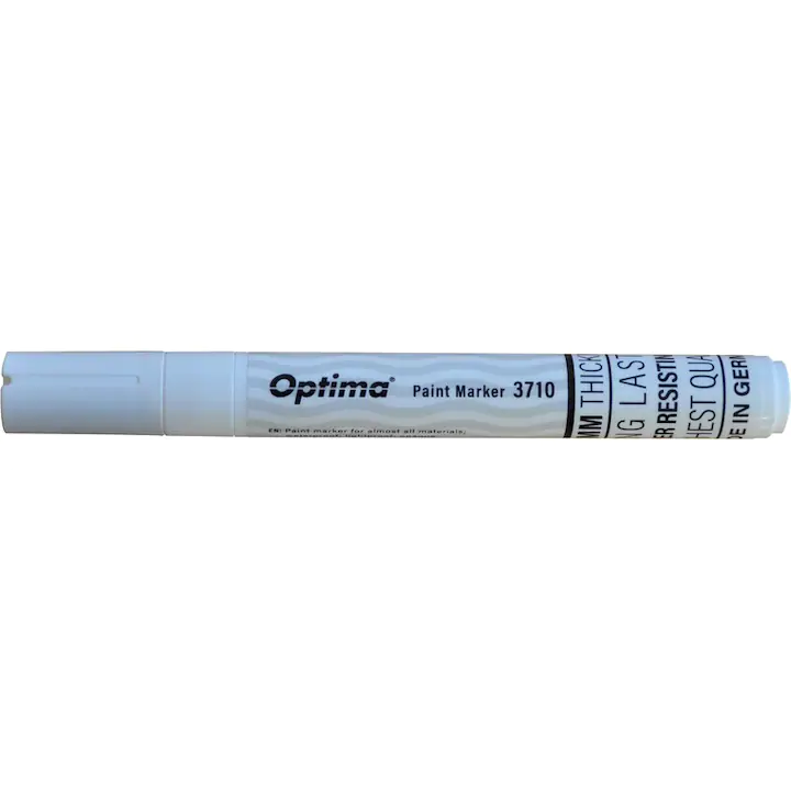 marker cu vopsea optima paint 3710, varf rotund 4.5mm, grosime scriere 2 3mm alb