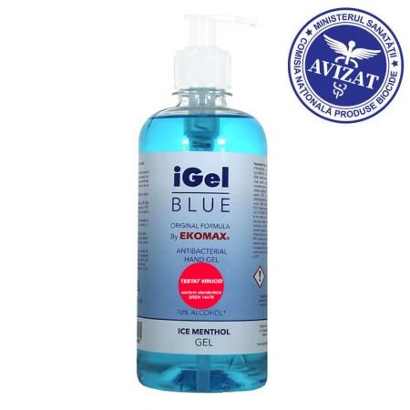 dezinfectant maini 500ml cu pompita igel blue,ekomax