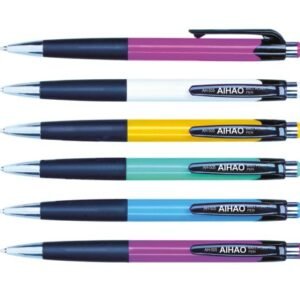 Pix cu mecanism grip si accesorii metalice 0.7mm Aihao 505 - albastru, 12buc/cut
