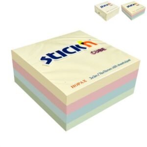 Cub notes autoadeziv 76 x 76 mm, 400 file, Stick"n - 4 culori pastel