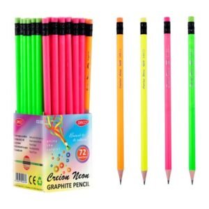 neon Creion negru Neon Daco CG101, corp rotund din lemn, mina standard HB• corpul colorat in galben, verde, roz, portocaliu, 72BUC/set