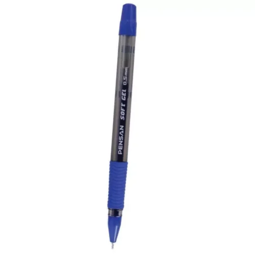 Pix cu gel 0,5 mm din plastic corp transparent albastru PENSAN SOFT FINE,12buc/cut