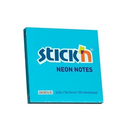 Notes autoadeziv 76 x 76 mm, 100 file, Stick"n culori neon