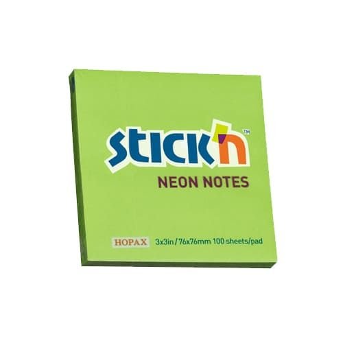 Notes autoadeziv 76 x 76 mm, 100 file, Stick"n culori neon