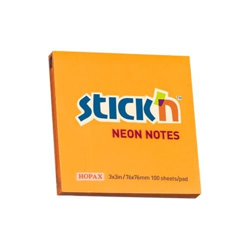 Notes autoadeziv 76 x 76 mm, 100 file, Stick"n culori neon
