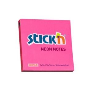 Notes autoadeziv 76 x 76 mm, 100 file, Stick"n culori neon