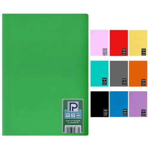 Caiet  A4 Paperland , 60 file, 70gr ,dictando, coperta plastic,  PP400,10 buc/set