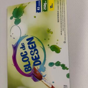 Bloc desen A4 offset 250g 15 file, coperta carton dublu cretat policromie cu spate din carton legatorie