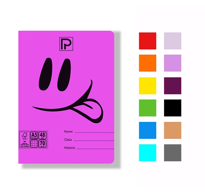Caiet A5 Paperland , coperta plastic pp300, 48 file, 70gr ,velin,set 10 buc