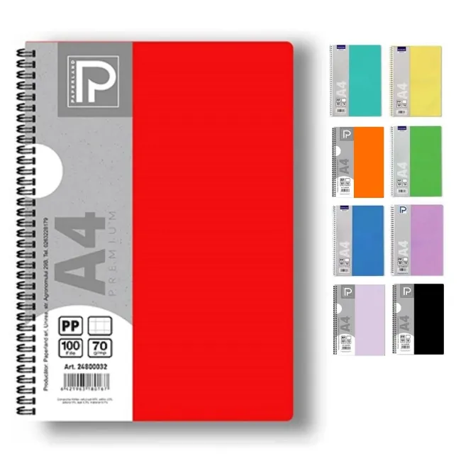paperland a4 spira 100 file Caiet cu spirala A4 Paperland, 100 file, coperta plastic, matematica Select PP500