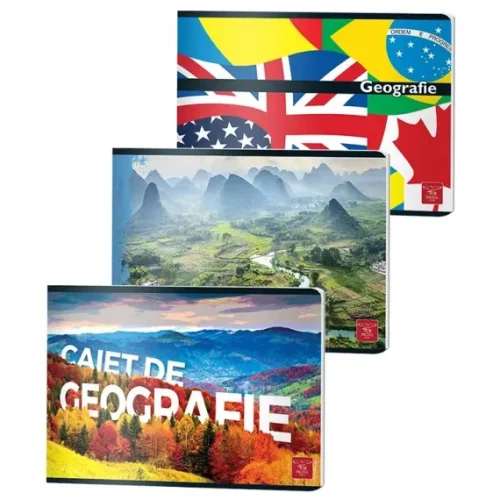 caiet geografie pigna, 24 file, 70 g/mp, 17*24cm policromie,set 3 buc
